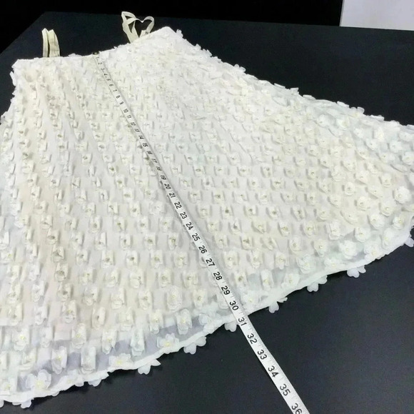 Tricot Chic Womens Ivory Gold Abito Flower Lace Textured Flare Mini Dress Size 6 - Picture 5 of 12